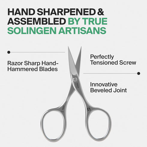 GERMANIKURE Professional Nail Cutter Scissors - Curved FINOX Stainless Steel Nail Scissors in Leather Case