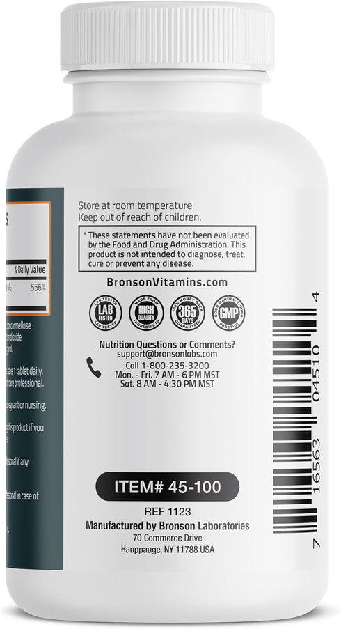 Bronson Vitamin C 500 MG | Supports Immune System & Antioxidant Protection | Non-GMO, 100 Vegetarian Tablets