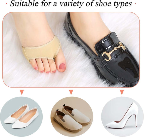 Forefoot Pads for Pain Relief, Ball of Foot Cushioning Sleeves for Bunion and Callus, Soft Gel Inserts for Comfort