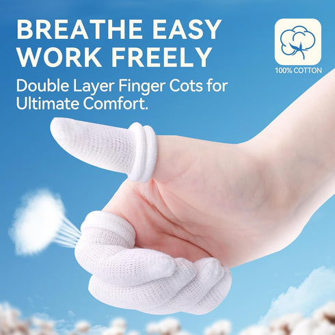 Pack 60 Dimora Finger Cots, of (Large Size) Finger Protectors, Breathable Bandages for Wound Care, Stretchy Sleeves