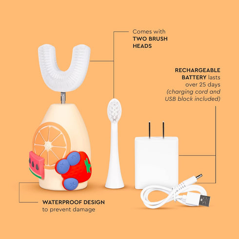 Boka Kids Sonic Electric Toothbrush with 2 Heads, Rechargeable with Food Grade Silicone Bristles