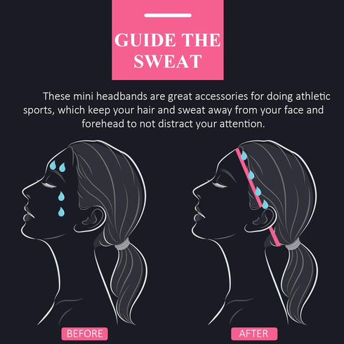 Sumind 4 Pieces Thick Non-Slip Elastic Sport Headbands - Men Thin Football Hair Headbands for Women
