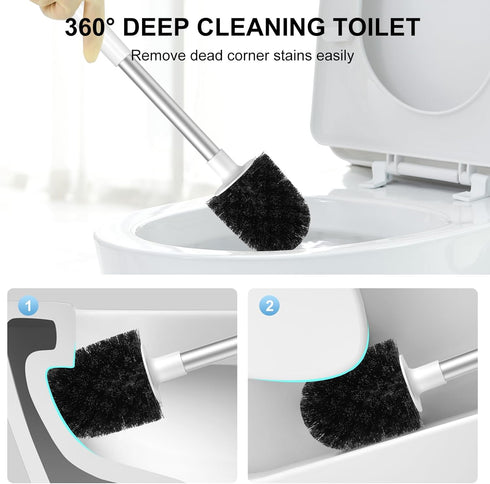 SetSail Toilet Brush and Holder - Automatic Bathroom Bowl Cleaner Scrubber, Ventilated, White-pp