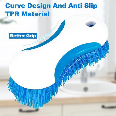 Keleekelin 6.3" Multi Purpose Heavy Duty Scrub Brush with Non-Slip TPR, Cleaning Brush with Stiff Bristles for Tile