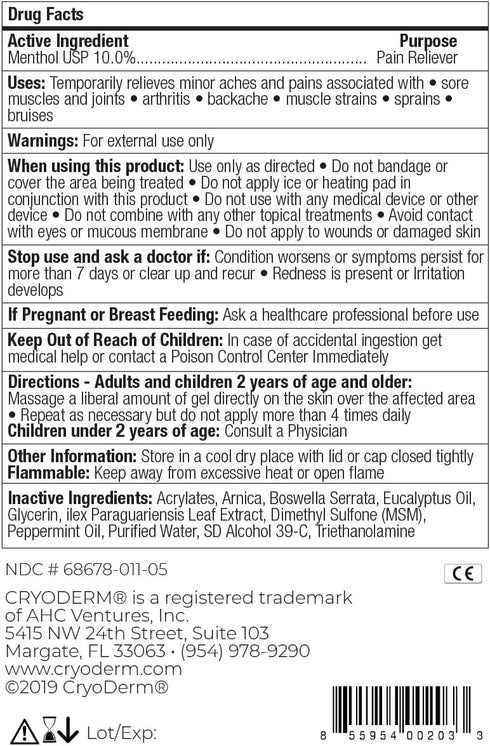 CryoDerm Cold Therapy Spray, 4 oz