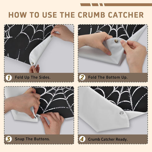 YEGAME Spider Web Full-Cover Unisex Adult Bibs with Foldable Crumb Catcher, Waterproof Washable Adjustable Dining Bibs