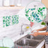 6 Pack Swedish Dishcloths for Kitchen - Green Leave Patterns, Reusable, No Odor, with Adhesive Clips