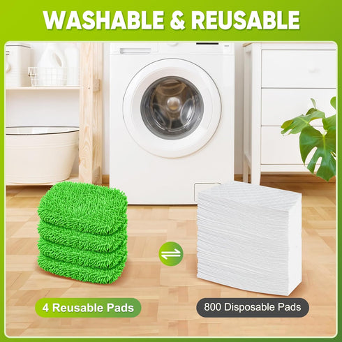 NXPPYY 4-Pack Reusable Mop Pads Fit Swiffer Sweeper, Microfiber Mop Replacement Pads, Washable Wet Mopping Cloths & Dry
