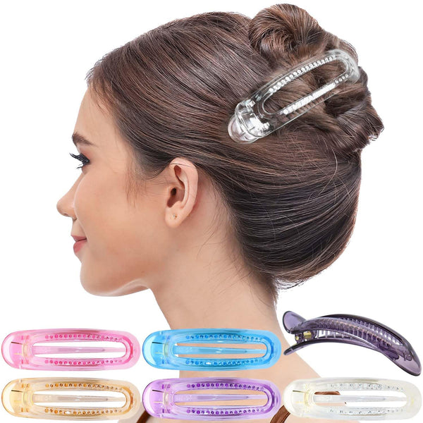 RC ROCHE ORNAMENT 6 Pcs Women's French Barrette Classic Duckbill Alligator Hair Decor Clips Medium Transparent