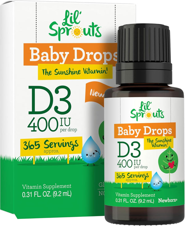 Carlyle Baby Vitamin D3 400 IU Liquid Drops, .31oz (9.2 mL), 1 Year Supply (365 Servings), Vegetarian, Non-GMO