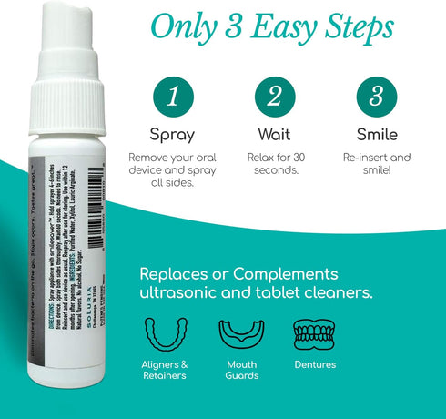 Smilesaver Retainer Cleaner Spray, Quick Oral Care for Aligner & Retainer Hygiene, Natural Minty Fresh (1oz)