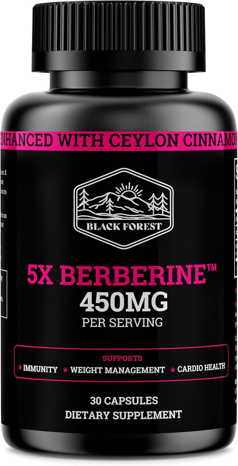 Black Forest 5X Berberine, Dihydroberberine Supplement, Best Dihydroberberine with Ceylon Cinnamon, 5X More Effective