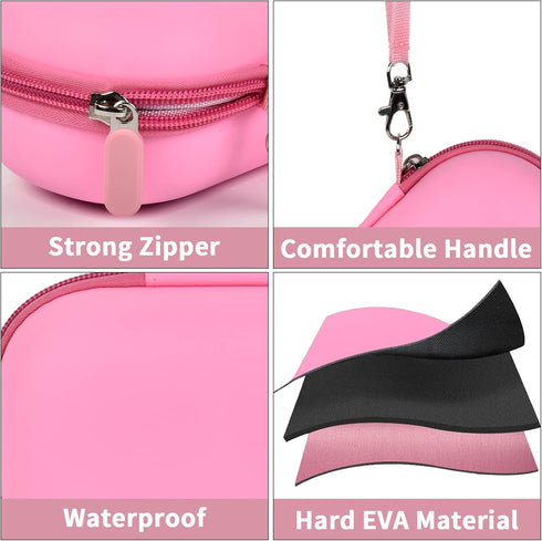 Portable 2 in 1 Pink Contact Lens Case and Glasses Case, Traveling Holder with Soak Storage Kit and Built-in Mirror