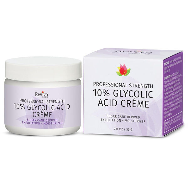 Reviva Labs 10% Glycolic Acid Creme Daily Moisturizer - Natural Sugar Cane Derived Alpha Hydroxy Acid Face Cream