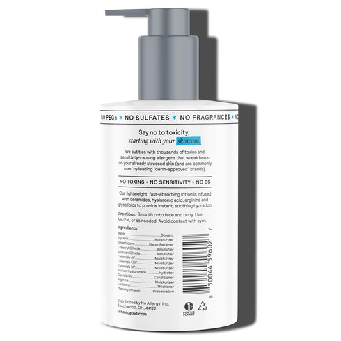 Moisturizing Lotion | Daily Face Moisturizer & Body Lotion for Sensitive Skin | Ceramides & Hyaluronic Acid | No Common Irritants | Non-Comedogenic | Oil-Free | Fragrance Free | 10 Ounce