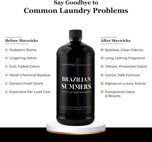 Summers) 32 Oz Mavwicks - Laundry Liquid Detergent (Brazilian - Laundry Perfume Bottle for Men & Women, Stain & Odor