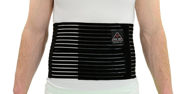 ITA-MED 8" Wide Breathable Abdominal Binder for Men, Post Surgery, Tummy Tuck, Hernia, Black, XL