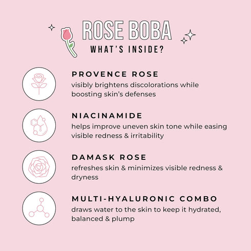 Avatara Rose Boba Hydrogel Mask, 2-Piece Glow-Enhancing Skin Care Mask with Niacinamide