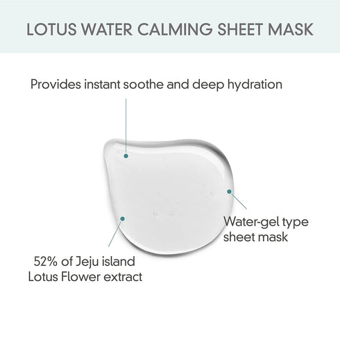 ROVECTIN Clean Lotus Water Calming Sheet Mask, Soothing Hydration with Lotus Flower Extract (5 Count)