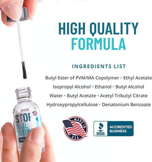 Stop Nail Biting Treatment, Clear Bitter-Tasting Nail Polish for Healthy Nail Growth (0.5 fl oz)