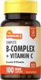 Sundance Complete B-Complex with Vitamin C, 100 Caplets, Vegetarian, Non-GMO, Gluten Free