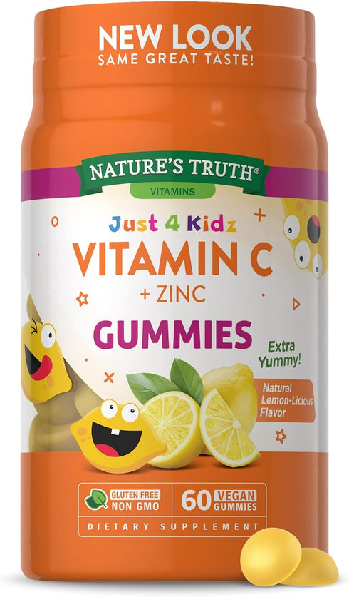 Vitamin C Gummies for Kids with Zinc, 60 Count, Vegetarian, Non-GMO & Gluten Free by Natures Truth
