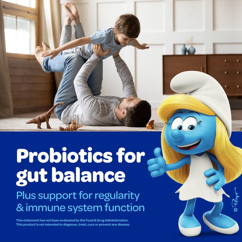 The Smurfs Kids Probiotic Gummies with 1 Billion CFU Probiotics & Prebiotics for Digestive & Immune Health, 40 Count