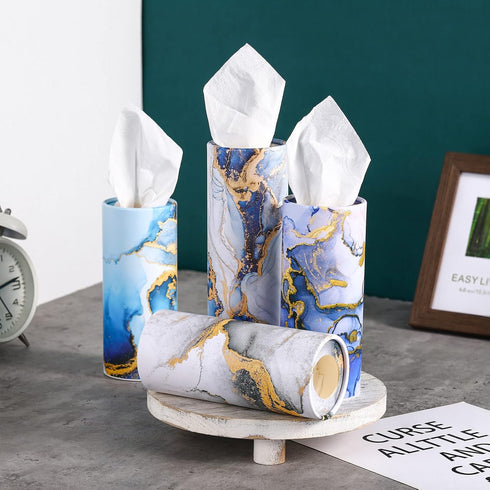 12 Pieces Printed Cylinder Car Tissues Boxes, Round Disposable Napkins for Travel Facial Tissues (Griotte Style)