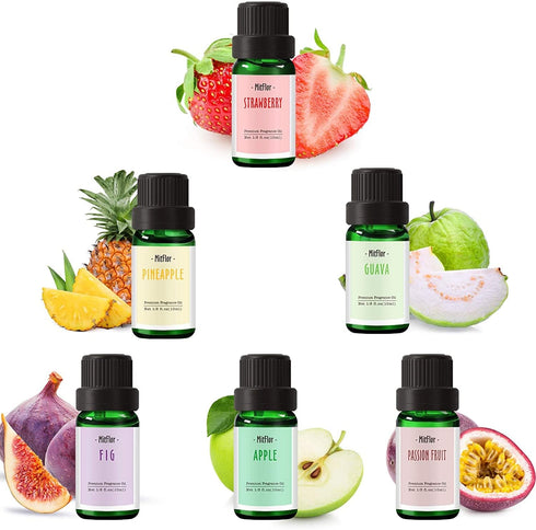 MitFlor Premium Fruit Essential Oils - 6x10ml Fragrance Oil for Candle Soap Making, Summer Diffuser Scents