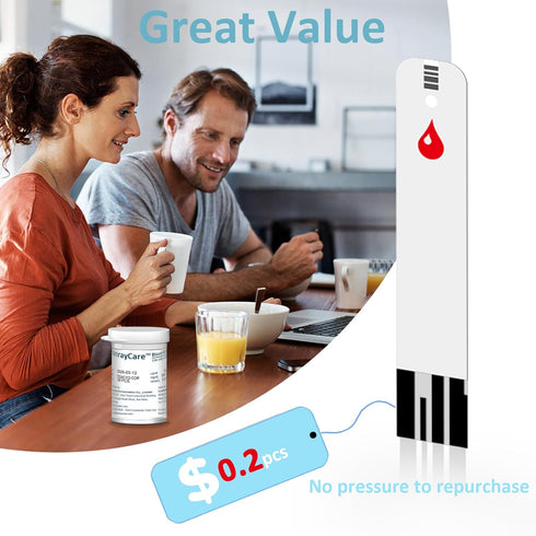 TD-4125 Blood Glucose Monitor Kit, 100 Glucometer Strips & Lancets, No Coding Diabetes Test Kit