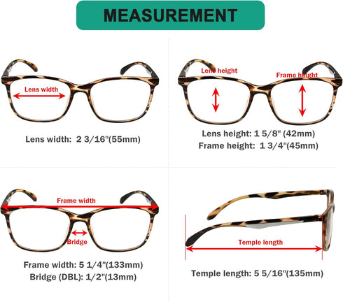 Eyekepper 5 Pack Reading Glasses for Women - Large Frame Readers Men +2.25