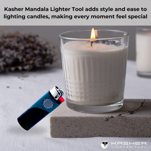 Kasher Mandala Lighter Case with Lighter - Stylish & Durable Construction - Lightweight, Portable Multipurpose Tool