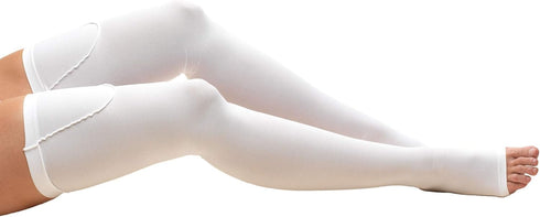 Truform Surgical Stockings, 18 mmHg Compression, Thigh High, Open Toe, White, Small