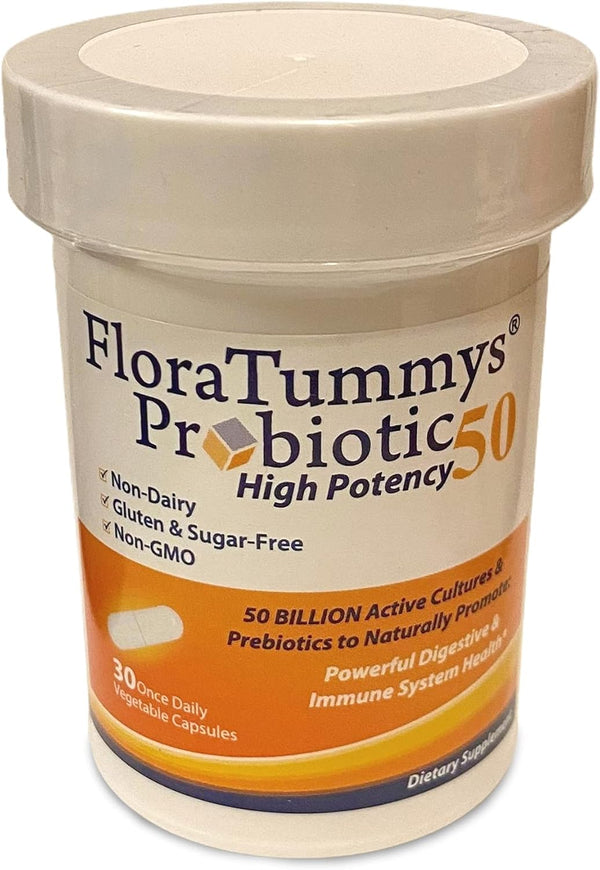 50 High Potency Adult Probiotic - 50 Billion CFU, Prebiotics, Dairy Free, Gluten Free, Non-GMO, Sugar-Free