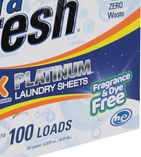 Platinum 6X Laundry Detergent Sheets, Biodegradable Formula, Dye Free, 50 Sheets for Laundry Use