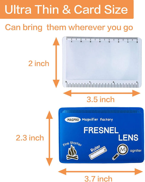 MagDepo 6 Pack Credit Card Size Magnifier Ruler, Green, for Reading Small Print, Maps, and Books