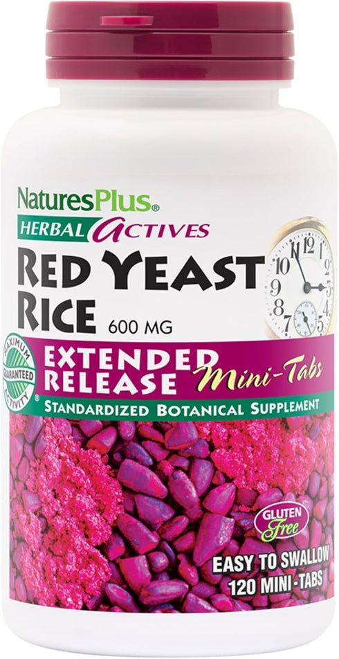 Nature's Plus Herbal Actives Red Yeast Rice 600 mg Mini-tabs, 120 count, Extended Release