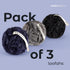MainBasics Bath Shower Loofah Sponge Pouf, Body Scrubber Exfoliator Body Wash Sponge (Set of 3, Black Ice)