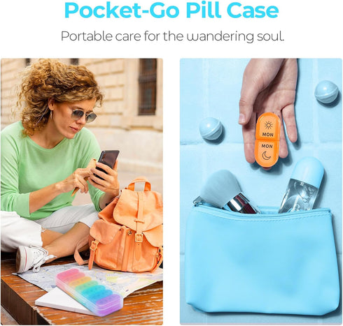 Weekly Pill Organizer 2 Times a Day - AM PM with 7 Daily Color-Coded Cases for Vitamins, Medicine, & Supplements