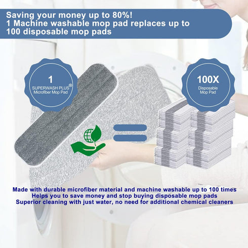 Replacement Microfiber Mop Pads, 4 Pack 18''x5'' Wet Dry Floor Cleaning Pad Compatible with Bona Floor Care System