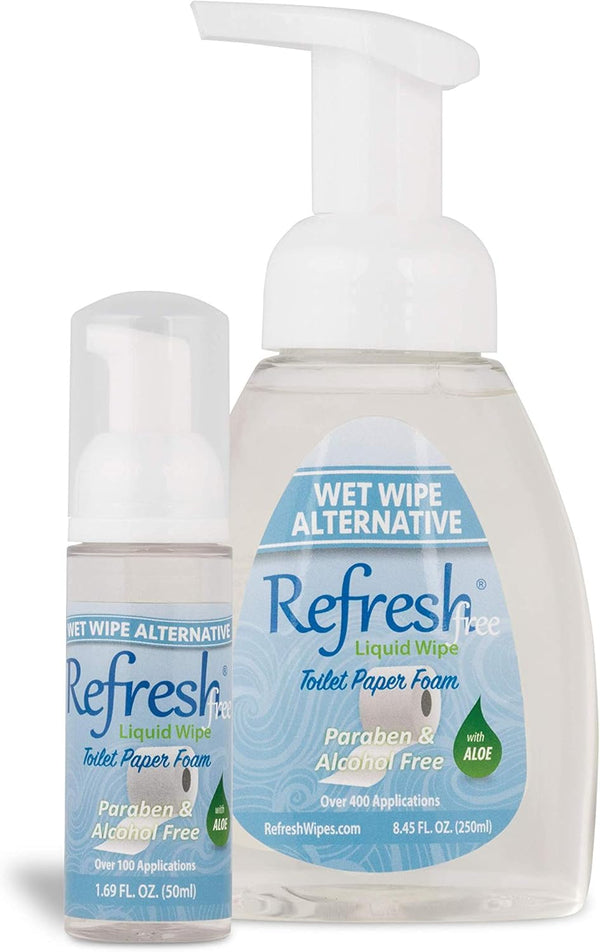 Free Toilet Paper Foam, Eco-Friendly Wet Wipe Alternative for Sensitive Skin with Aloe, Plumbing Safe, 250ml