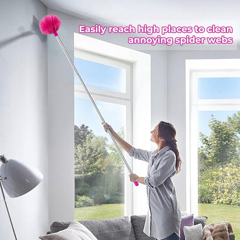 Ceiling Fan Cleaner Duster with 60 Inch Extension Pole - Dusters for High Ceiling Fan Blades & Cobweb Removal Kit