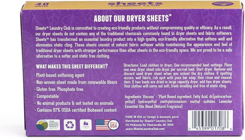 Sheets Laundry Club Laundry Detergent Sheets, Fresh Linen & Lavender