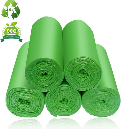WADNGXM 2 7.5 100 Counts Gallon Compostable Trash Bags Small Biodegradable Garbage Bags Liters Wastebasket Trash Liners