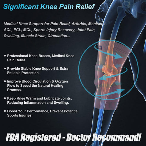 NEENCA Knee Brace for Pain Relief, Medical Support with Patella Pad & Side Stabilizers, Compression Sleeve for ACL,