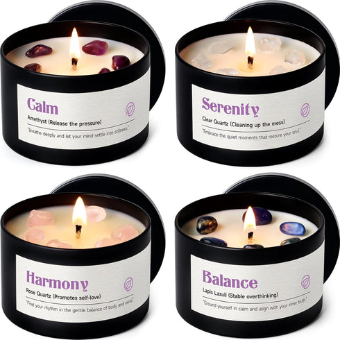 AOOVOO Crystal Soothing Candles Set for Women - 4 Pack 26 oz