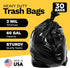 Drum Liners 55 Gallon Trash Bags, 30 COUNT, 2 Mil Heavy Duty, 55-60 Gallon Drum Liners, Made In USA