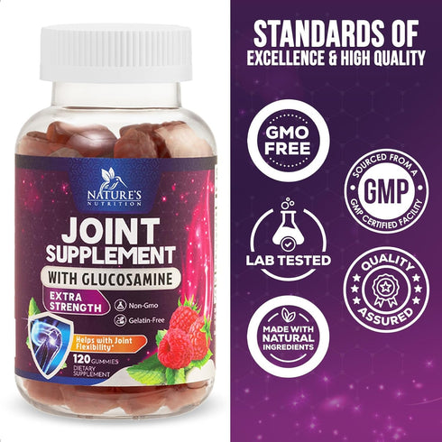 Nature's Joint Support Gummies, 120 Gummies, Glucosamine Plus Vitamin E for Joint Health & Flexibility