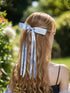 Women's Hair Clips with Tassels, 4pcs Barrettes Claw Clips with Ribbon Bowknot & Long Tails (Pink, Light Blue, White,