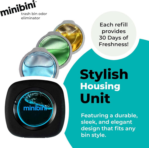 Flint Minibini Trash Can Deodorizer - Odor Eliminator, Garbage Can Air Freshener, Up to 30 Days